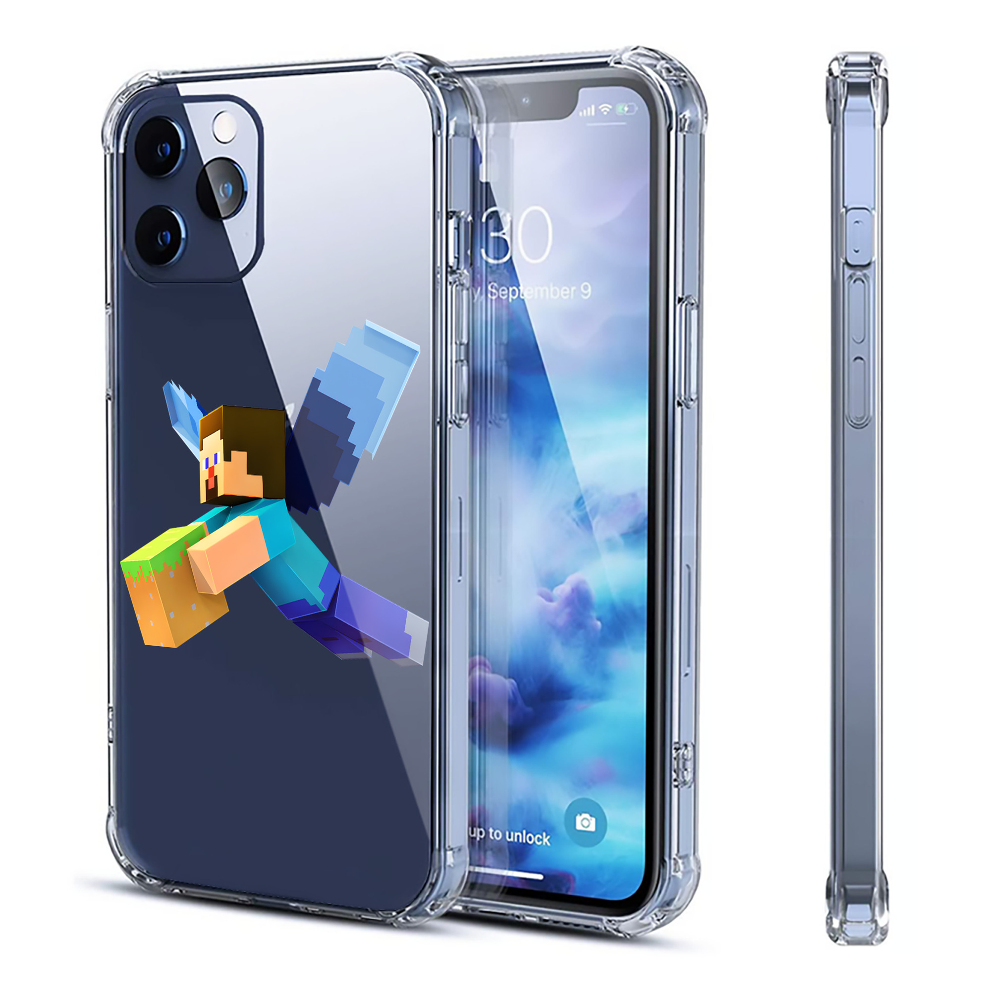 （画像用） マインクラフト ブロックの世界 Minecraft MC Block world 【iPhone 12シリーズ対応】透明スマホケース（クリアソフトケース）